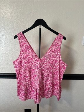 GAP Sleeveless Pink Floral V-Neck Tank Top - Size M - NWT